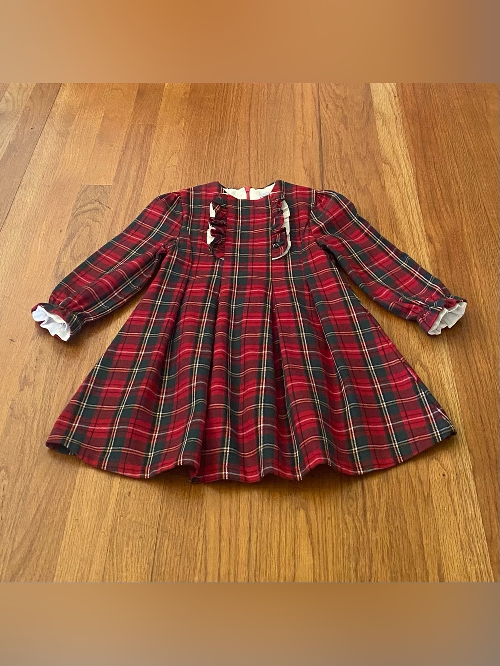 Tutto Piccolo Girls Formal Red Plaid Ruffle Front Dress